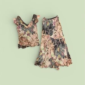 VINTAGE Y2K Lola P. Floral Patchwork Pattern Matching Set